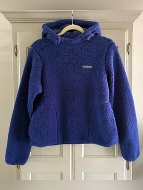 COLUMBIA West Bend High Pile Sherpa Hoodie | Blue Fleece Pullover| Size Medium